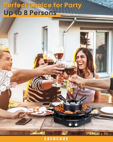 Raclette Table Grill - Indoor Electric Grill Griddle - Nonstick Extra Large Reversible 4-In-1 Outdoor Dishwasher Safe with Cheese 12 Paddles 12 Spatulas for 12 Person, FD-12RN1650 in Kuwait