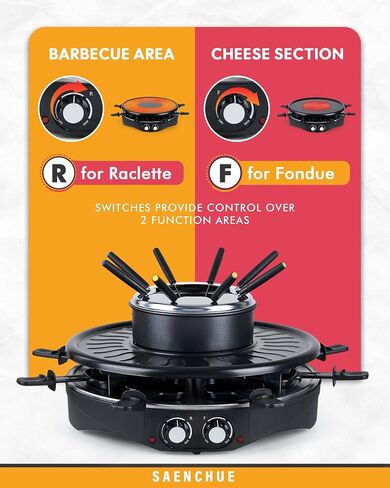 Raclette Table Grill - Indoor Electric Grill Griddle - Nonstick Extra Large Reversible 4-In-1 Outdoor Dishwasher Safe with Cheese 12 Paddles 12 Spatulas for 12 Person, FD-12RN1650 in Kuwait