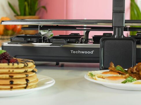 شواية طاولة راكليت، شواية كهربائية داخلية من تيكوود، شواية شواء كورية، لوحة شواء غير لاصقة 2 في 1 قابلة للإزالة، تسخين سريع 1500 واط مع 8 مقالي تذوب الجبن، مثالية للحفلات والمرح العائلي in Kuwait