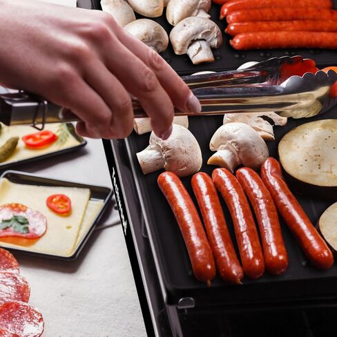 شواية طاولة راكليت، شواية كهربائية داخلية من تيكوود، شواية شواء كورية، لوحة شواء غير لاصقة 2 في 1 قابلة للإزالة، تسخين سريع 1500 واط مع 8 مقالي تذوب الجبن، مثالية للحفلات والمرح العائلي in Kuwait