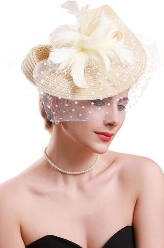 Cizoe Fascinators for Women Kentucky Derby Headpiece Tea Party Hats with Veil Wedding Headware Bridal Headpiece in Saudi Arabia
