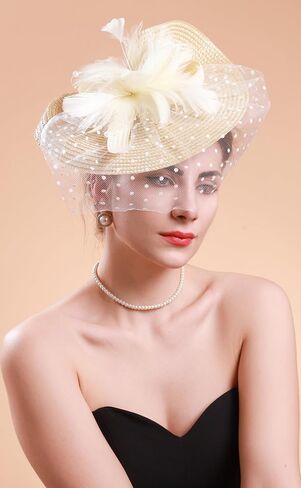Cizoe Fascinators for Women Kentucky Derby Headpiece Tea Party Hats with Veil Wedding Headware Bridal Headpiece in Saudi Arabia