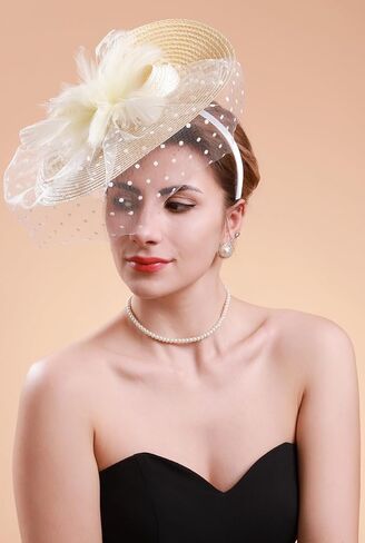 Cizoe Fascinators for Women Kentucky Derby Headpiece Tea Party Hats with Veil Wedding Headware Bridal Headpiece in Saudi Arabia