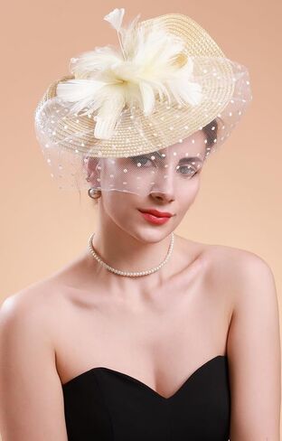 Cizoe Fascinators for Women Kentucky Derby Headpiece Tea Party Hats with Veil Wedding Headware Bridal Headpiece in Saudi Arabia