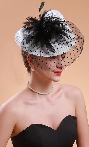Cizoe Fascinators for Women Kentucky Derby Headpiece Tea Party Hats with Veil Wedding Headware Bridal Headpiece in Saudi Arabia