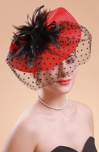 Cizoe Fascinators for Women Kentucky Derby Headpiece Tea Party Hats with Veil Wedding Headware Bridal Headpiece in Saudi Arabia