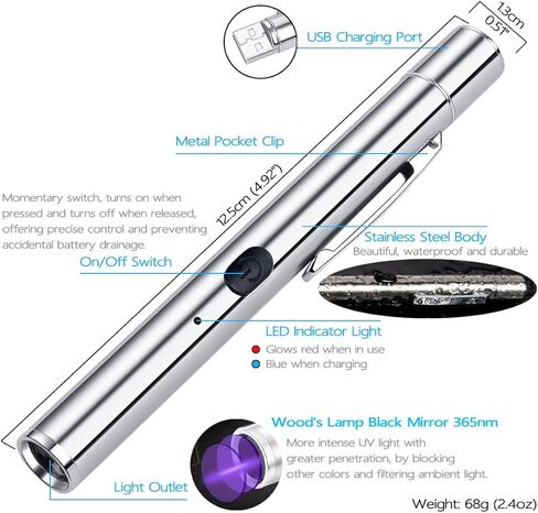 2 مصباح يدوي للأشعة فوق البنفسجية باللون الأسود، مصباح يدوي أسود قابل لإعادة الشحن USB 365 نانومتر - ضوء الأشعة فوق البنفسجية المحمول للكشف عن العفن والفطريات والفلورسنت والبقع، وبول الحيوانات الأليفة والمزيد in Kuwait