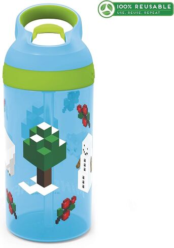 Zak Designs Paw Patrol Kids Water Bottle with Straw and Built in Carrying Loop Made of Durable Plastic, Leak-Proof Design (16 oz in Saudi Arabia