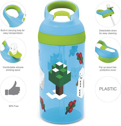 Zak Designs Paw Patrol Kids Water Bottle with Straw and Built in Carrying Loop Made of Durable Plastic, Leak-Proof Design (16 oz in Saudi Arabia
