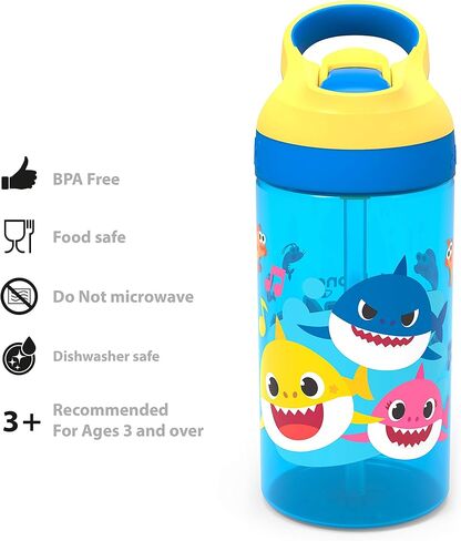 Zak Designs Paw Patrol Kids Water Bottle with Straw and Built in Carrying Loop Made of Durable Plastic, Leak-Proof Design (16 oz in Saudi Arabia