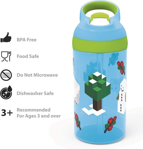 Zak Designs Paw Patrol Kids Water Bottle with Straw and Built in Carrying Loop Made of Durable Plastic, Leak-Proof Design (16 oz in Saudi Arabia