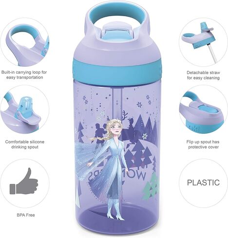 Zak Designs Paw Patrol Kids Water Bottle with Straw and Built in Carrying Loop Made of Durable Plastic, Leak-Proof Design (16 oz in Saudi Arabia