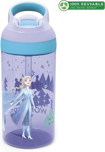 Zak Designs Paw Patrol Kids Water Bottle with Straw and Built in Carrying Loop Made of Durable Plastic, Leak-Proof Design (16 oz in Saudi Arabia