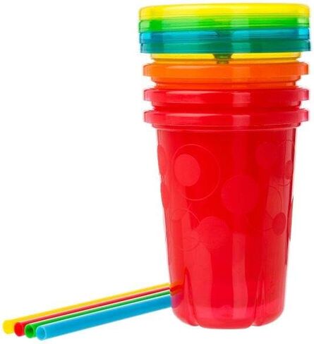 The First Years Take & Toss Toddler Straw Cups - Spill Proof and Dishwasher Safe Toddler Cups with Straws - Toddler Feeding Supplies - 10 Oz - 4 Count in Saudi Arabia