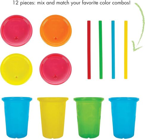 أكواب الأطفال الصغار Take & Toss من ذا فيرست ييرز - أكواب للأطفال الصغار مقاومة للانسكاب وآمنة للاستخدام في غسالة الأطباق - مستلزمات تغذية الأطفال الصغار - 10 أونصة - 4 قطع in Kuwait