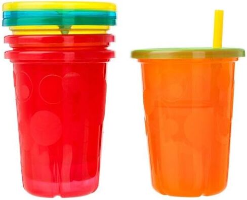 The First Years Take & Toss Toddler Straw Cups - Spill Proof and Dishwasher Safe Toddler Cups with Straws - Toddler Feeding Supplies - 10 Oz - 4 Count in Saudi Arabia