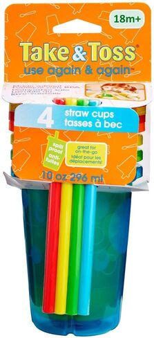 The First Years Take & Toss Toddler Straw Cups - Spill Proof and Dishwasher Safe Toddler Cups with Straws - Toddler Feeding Supplies - 10 Oz - 4 Count in Saudi Arabia