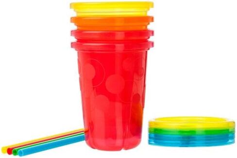 The First Years Take & Toss Toddler Straw Cups - Spill Proof and Dishwasher Safe Toddler Cups with Straws - Toddler Feeding Supplies - 10 Oz - 4 Count in Saudi Arabia