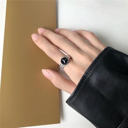 Vintage Watch Ring Gold Watch Knuckle Ring Watch Open Finger Ring Retro Stacking Ring Adjustable Handmade Ring Jewelry for Women and Girls (Silver) in Saudi Arabia