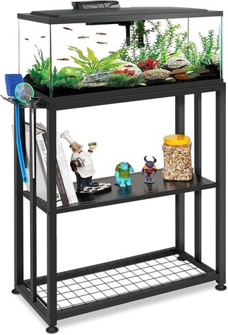Fish Tank Stand Metal Aquarium Stand 20 Gallon Fish Tank Table with Aquarium Tank Tool Holder Suitable for Home Office, 24.8" L x 9.1" W x 30.1" H (Small) in Kuwait