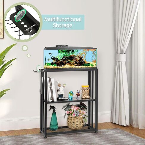 Fish Tank Stand Metal Aquarium Stand 20 Gallon Fish Tank Table with Aquarium Tank Tool Holder Suitable for Home Office, 24.8" L x 9.1" W x 30.1" H (Small) in Kuwait