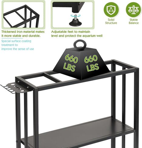 Fish Tank Stand Metal Aquarium Stand 20 Gallon Fish Tank Table with Aquarium Tank Tool Holder Suitable for Home Office, 24.8" L x 9.1" W x 30.1" H (Small) in Kuwait