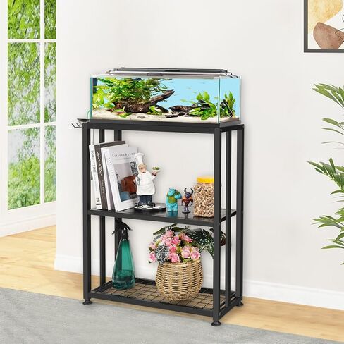 Fish Tank Stand Metal Aquarium Stand 20 Gallon Fish Tank Table with Aquarium Tank Tool Holder Suitable for Home Office, 24.8" L x 9.1" W x 30.1" H (Small) in Kuwait