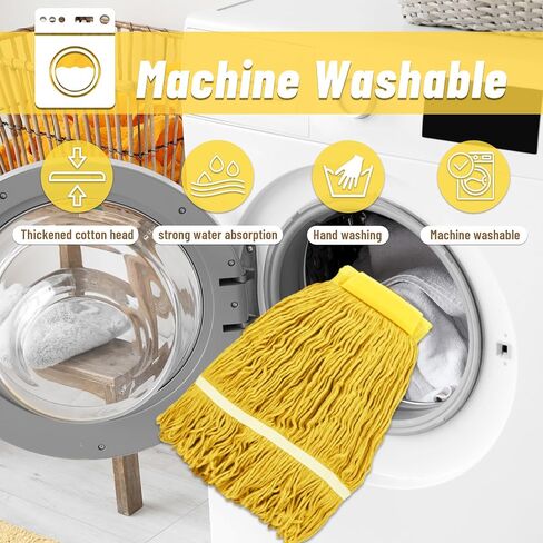Commercial Mop, Looped-End String Wet Mop, Industrial Mop, 69" Heavy Duty Mops with 2 String Mop Heads for Floor Cleaning, Home, Kitchen, Office in Saudi Arabia