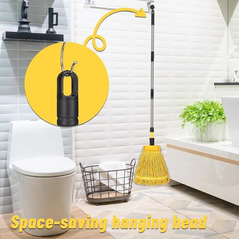 Commercial Mop, Looped-End String Wet Mop, Industrial Mop, 69" Heavy Duty Mops with 2 String Mop Heads for Floor Cleaning, Home, Kitchen, Office in Saudi Arabia
