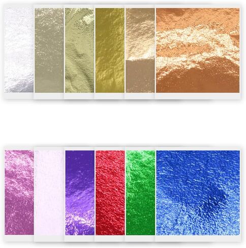 120 Pieces Imitation Gold Leaf Sheets for Art, Crafts, Nails 12 Colors Gold Foil Sheets of 3.15 * 3.35inches(8 * 8.5cm) in Saudi Arabia