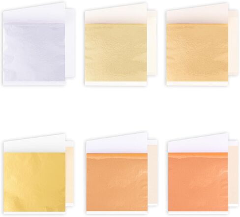 120 Pieces Imitation Gold Leaf Sheets for Art, Crafts, Nails 12 Colors Gold Foil Sheets of 3.15 * 3.35inches(8 * 8.5cm) in Saudi Arabia