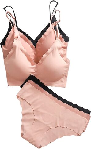 Verdusa Women's 6 Piece Scalloped Seamless No Show Bra and Panty Lingerie Sets in Saudi Arabia