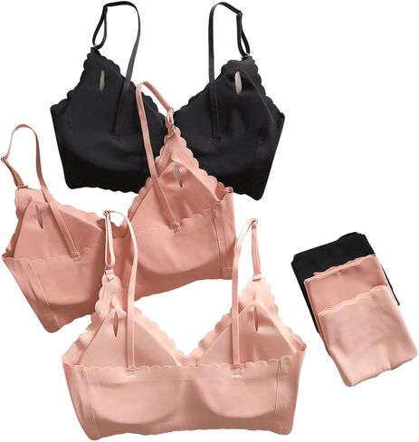 Verdusa Women's 6 Piece Scalloped Seamless No Show Bra and Panty Lingerie Sets in Saudi Arabia