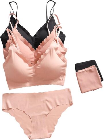 Verdusa Women's 6 Piece Scalloped Seamless No Show Bra and Panty Lingerie Sets in Saudi Arabia