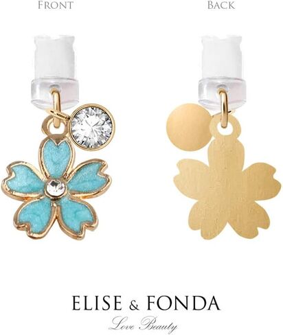 ELISE & FONDA CP162 منفذ شحن USB مضاد للغبار، قلادة صغيرة على شكل زهرة الكرز لهاتف iPhone 11/ XS MAX/XR/X/8 Plus/7/6S/7/SE iPad iPod (أزرق) in Saudi Arabia