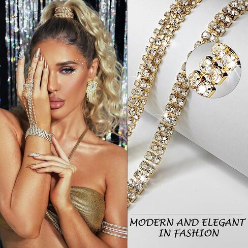 2 صفوف 4 ياردة من حجر الراين سلسلة إغلاق للحرف اليدوية، شريط شرائط حجر الراين، ديكور DIY (كريستال) in Kuwait