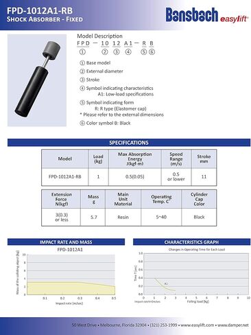 بانسباخ Easylift FPD-1012A1-RB ممتصات الصدمات/مخمدات خطية، 59 مم × 10 مم × 10 مم in Saudi Arabia