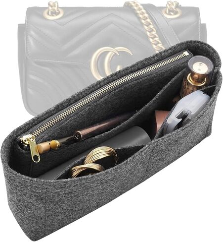 Felt Insert Purse Organizer with Zipper fit GG Marmont Matelasse Shoulder Bag, Organizer Handbag Tote Liner Pouch for Women Inner Bladder Bag Storage Bag (Small, Beige) in Kuwait