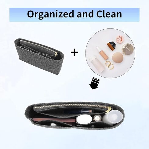 Felt Insert Purse Organizer with Zipper fit GG Marmont Matelasse Shoulder Bag, Organizer Handbag Tote Liner Pouch for Women Inner Bladder Bag Storage Bag (Small, Beige) in Kuwait