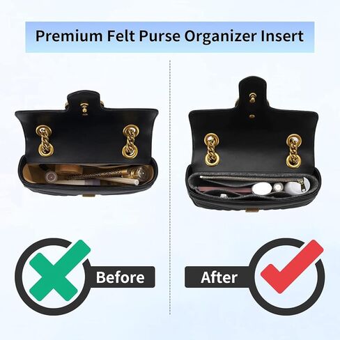 Felt Insert Purse Organizer with Zipper fit GG Marmont Matelasse Shoulder Bag, Organizer Handbag Tote Liner Pouch for Women Inner Bladder Bag Storage Bag (Small, Beige) in Kuwait