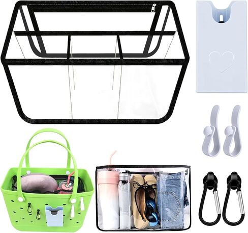 6Pcs Clear Beach Bag Organizer Original Accessories for Bogg Bag X Large Storage Bag, with Insert Phone Holder Carabiner key for BOGG BAG Accessories Organizing Your Bag and Divide Space in Saudi Arabia