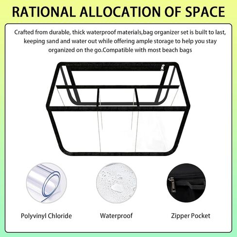 6Pcs Clear Beach Bag Organizer Original Accessories for Bogg Bag X Large Storage Bag, with Insert Phone Holder Carabiner key for BOGG BAG Accessories Organizing Your Bag and Divide Space in Saudi Arabia