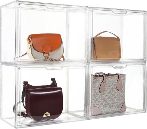 منظم محفظة شفاف، حقيبة عرض فاخرة قابلة للتكديس - خزانة متعددة الاستخدامات وحل تخزين مكتبي، خزانة عرض مقاومة للغبار، 4 عبوات in Kuwait