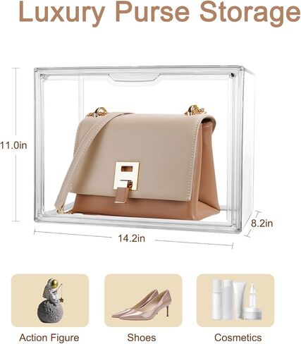 منظم محفظة شفاف، حقيبة عرض فاخرة قابلة للتكديس - خزانة متعددة الاستخدامات وحل تخزين مكتبي، خزانة عرض مقاومة للغبار، 4 عبوات in Kuwait
