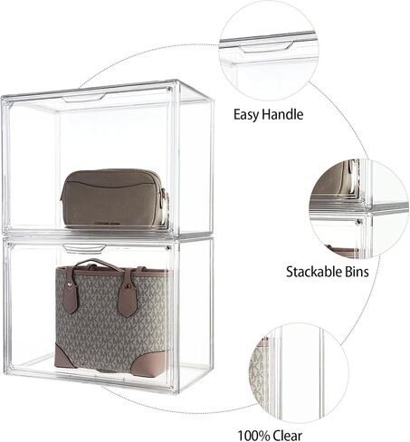 منظم محفظة شفاف، حقيبة عرض فاخرة قابلة للتكديس - خزانة متعددة الاستخدامات وحل تخزين مكتبي، خزانة عرض مقاومة للغبار، 4 عبوات in Kuwait
