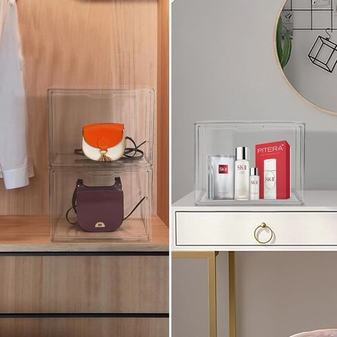 منظم محفظة شفاف، حقيبة عرض فاخرة قابلة للتكديس - خزانة متعددة الاستخدامات وحل تخزين مكتبي، خزانة عرض مقاومة للغبار، 4 عبوات in Kuwait