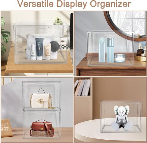 منظم محفظة شفاف، حقيبة عرض فاخرة قابلة للتكديس - خزانة متعددة الاستخدامات وحل تخزين مكتبي، خزانة عرض مقاومة للغبار، 4 عبوات in Kuwait