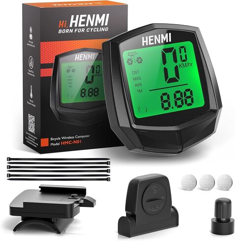كمبيوتر الدراجة HENMI، عداد مسافات الدراجة مقاوم للماء مع شاشة LCD عداد السرعة متعدد الوظائف عداد السرعة اللاسلكي للدراجة in Kuwait