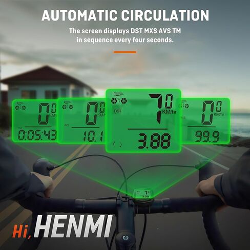 كمبيوتر الدراجة HENMI، عداد مسافات الدراجة مقاوم للماء مع شاشة LCD عداد السرعة متعدد الوظائف عداد السرعة اللاسلكي للدراجة in Kuwait