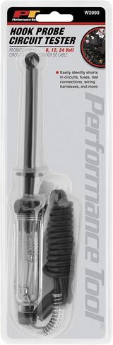 Performance Tool W2993 6-24V Circuit Tester with Wire Piercing Molded Hook Probe for Circuit Shorts Identification and Testing in Tight Places in Saudi Arabia